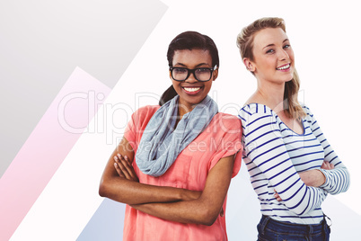 Composite image of women posing with arms crossed