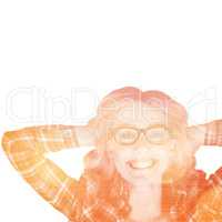 Composite image of portrait of gorgeous smiling blonde hipster l