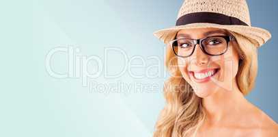 Composite image of gorgeous blonde hipster smiling