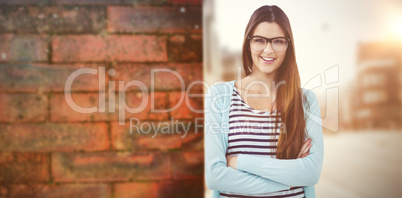 Composite image of young creative worker smiling at camera