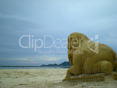 traditional statue of elephant on the beach, Thailand