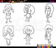 kid girls set coloring book