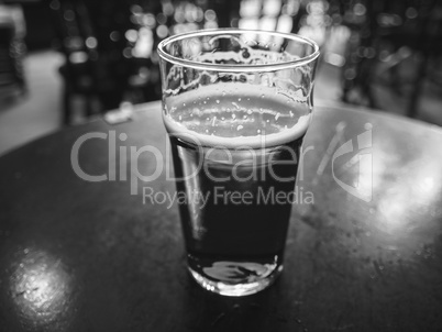 Black and white Pint of beer