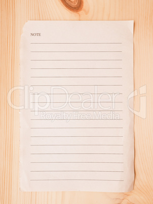 Blank note book page vintage