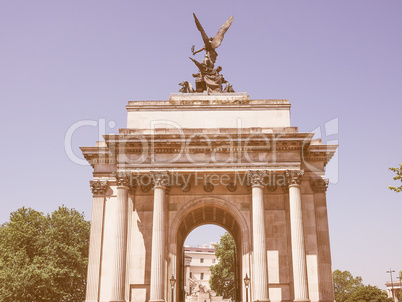 Retro looking Wellington arch in London