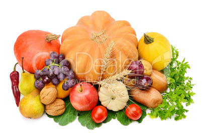 fruits and vegetables isolated on a white background