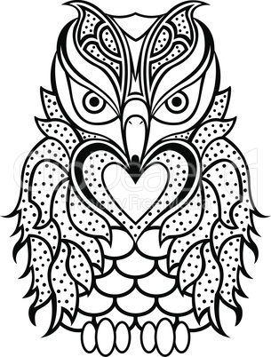 Amusing beaky owl black outline