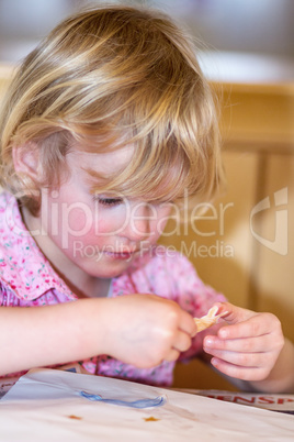 Concentrated little girl