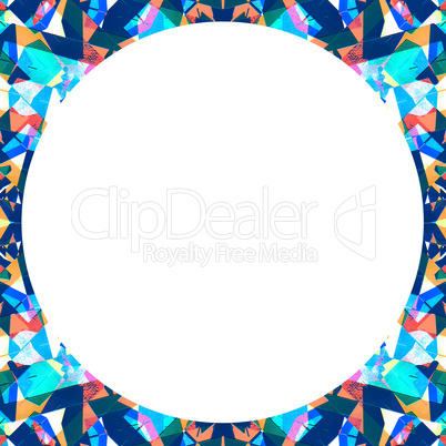 White Frame with Circular Multicolor Collage Pattern Borders