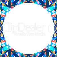 White Frame with Circular Multicolor Collage Pattern Borders