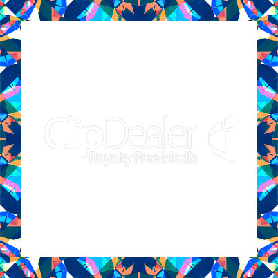 White Frame with Sharp Geometric Multicolor Collage Pattern Bord