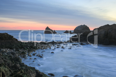 Pacific Ocean Sunset, Sutro Baths, San Francisco, California