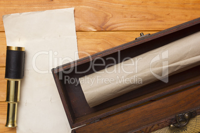 Scroll and telescope in the old box