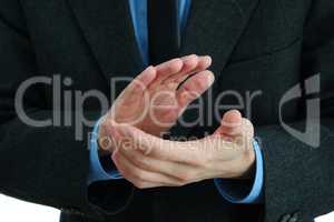 Businessmans hands applauding