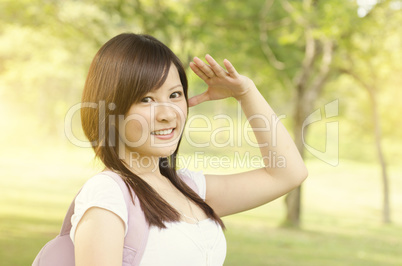 Young Asian college student smiling