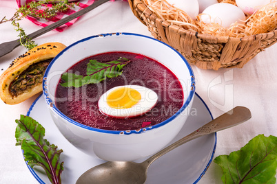 beet green soup with egg