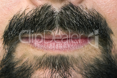 men's mustaches and lips closeup