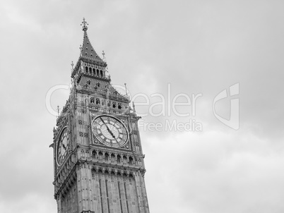 Black and white Big Ben in London