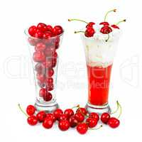 cherry and cocktail isolated on white background