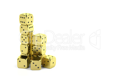 Golden dices on white