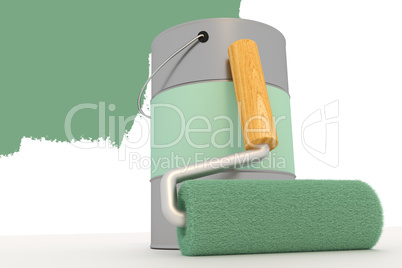 Paint roller with paint bucket