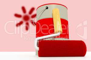 Paint roller with paint bucket