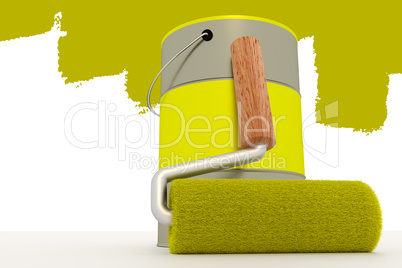 Paint roller with paint bucket