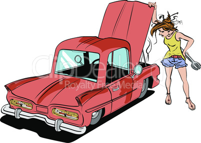 Woman repair car