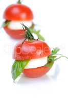 snack cherry tomato with mozzarella