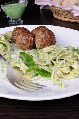 Meatballs with pasta sauce avocado