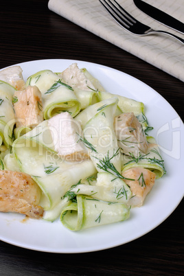 Zucchini salad with chicken