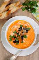 Sweet pumpkin soup puree