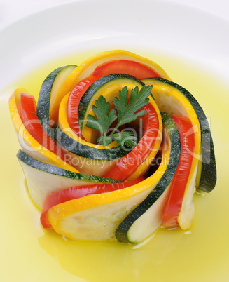 Appetizer of zucchini and tomatoes