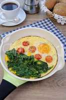 Scrambled eggs with tomato and spinach