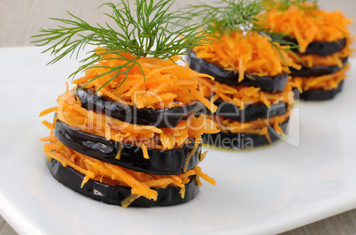 Fried eggplant with carrots