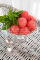 Chilled appetizer of watermelon balls