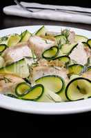 zucchini with slices of chicken