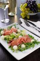 salad with ham and melon