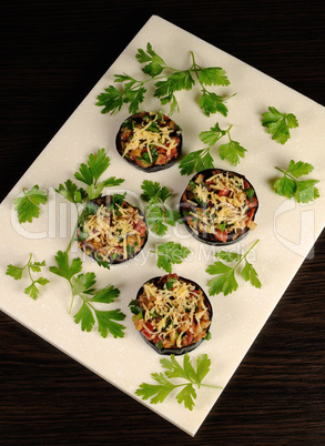 Appetizer of fried eggplant