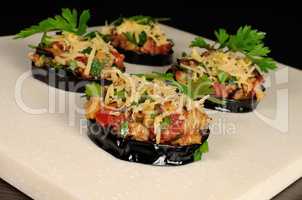 Appetizer of fried eggplant