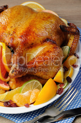 Baked chicken with oranges