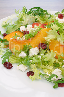 Light salad with peaches