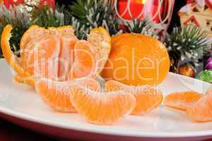 Tangerines on the Christmas table