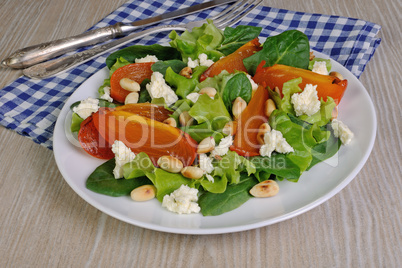Light salad with persimmon