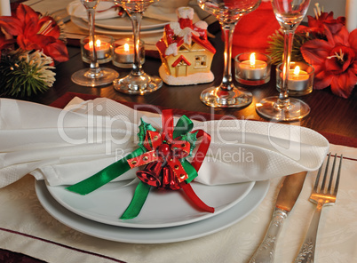 Festive Christmas table decoration