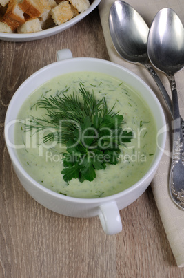 puree soup with dill and parsley