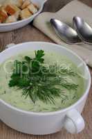 puree soup with dill and parsley