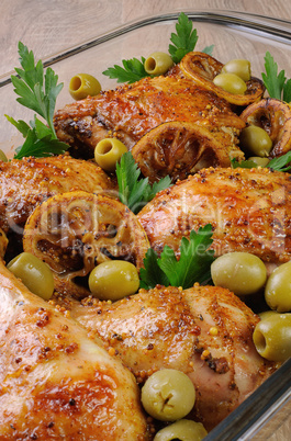 parts of chicken baked with lemon