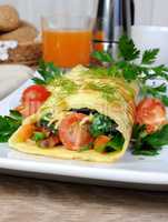 Omelet stuffed with vegetables