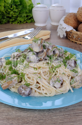 Spaghetti with mushrooms